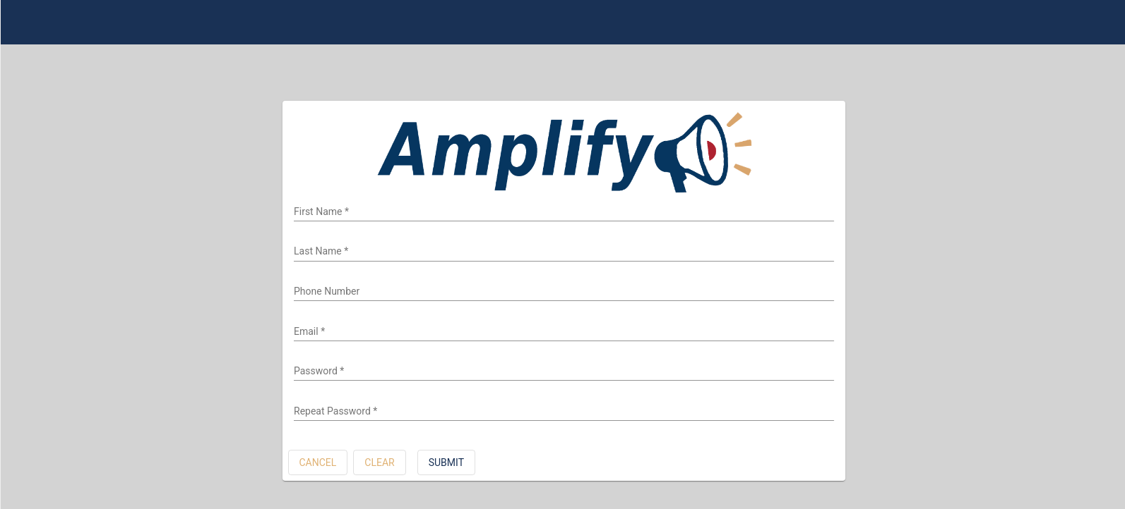 Email registration page