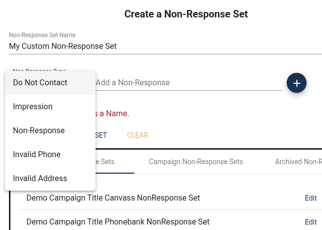 list of non response types