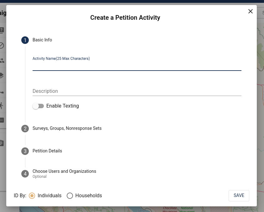 Petition creation form