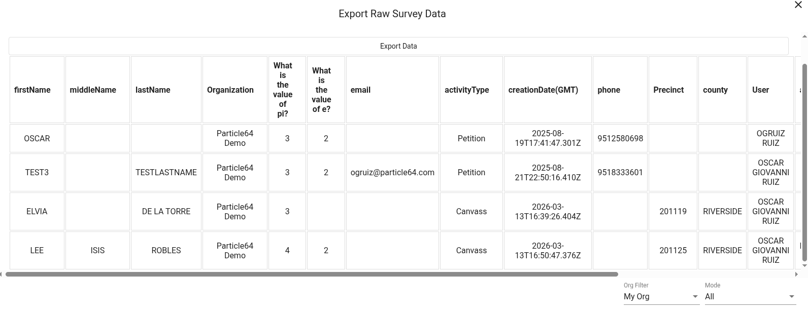 Raw Survey Data