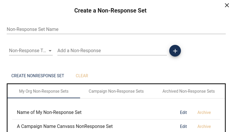 CREATE NONRESPONSE SET