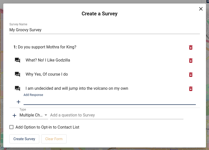 Adding questions to the survey