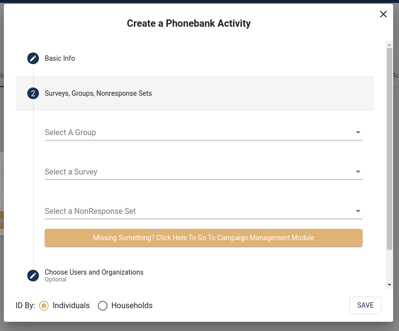 pick a group and survey and nonresponse set