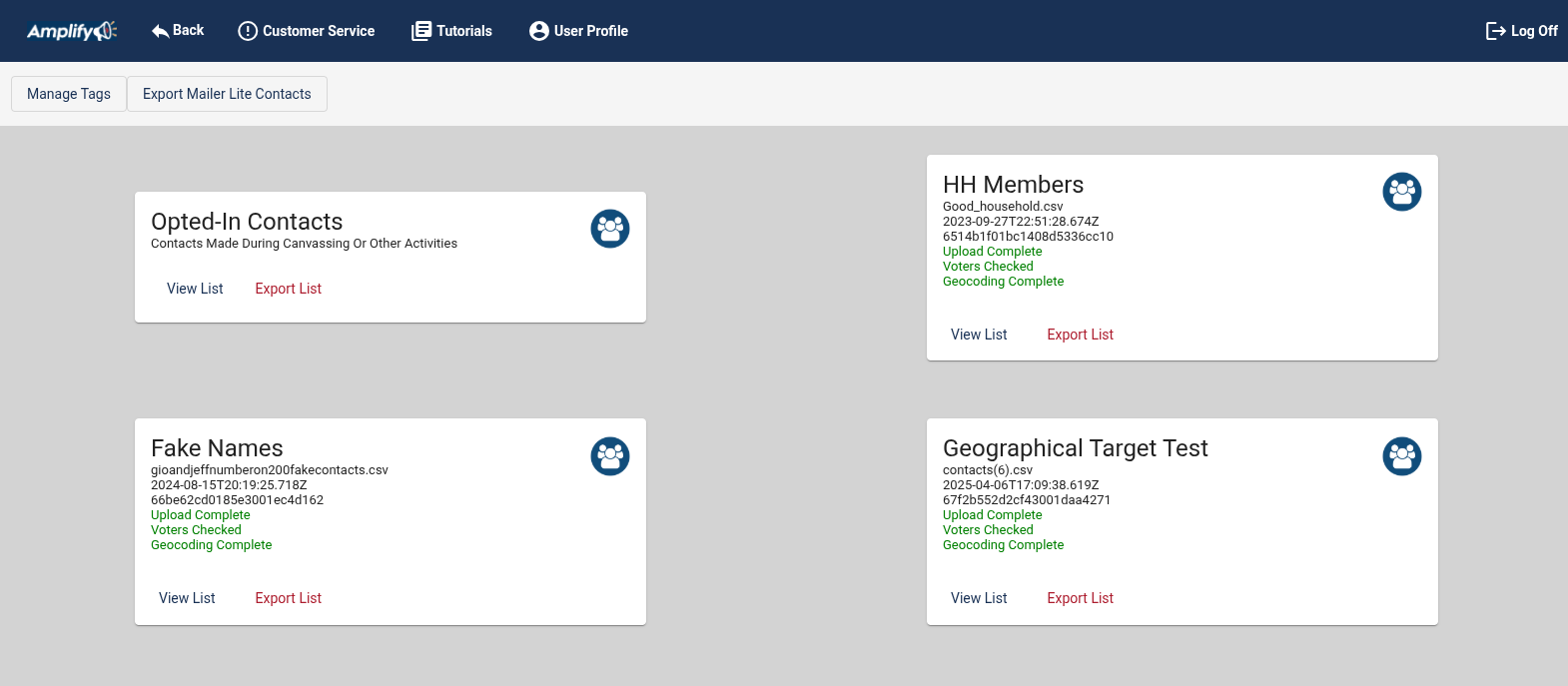 Contact Lists